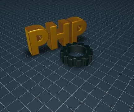 Php tag and gear wheel - 3d illustration Illustration