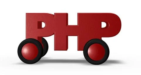 Php tag on wheels - 3d illustration Stock Illustration