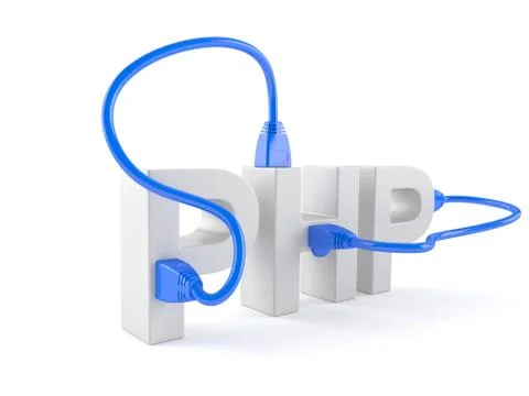PHP text with network cable 스톡 일러스트
