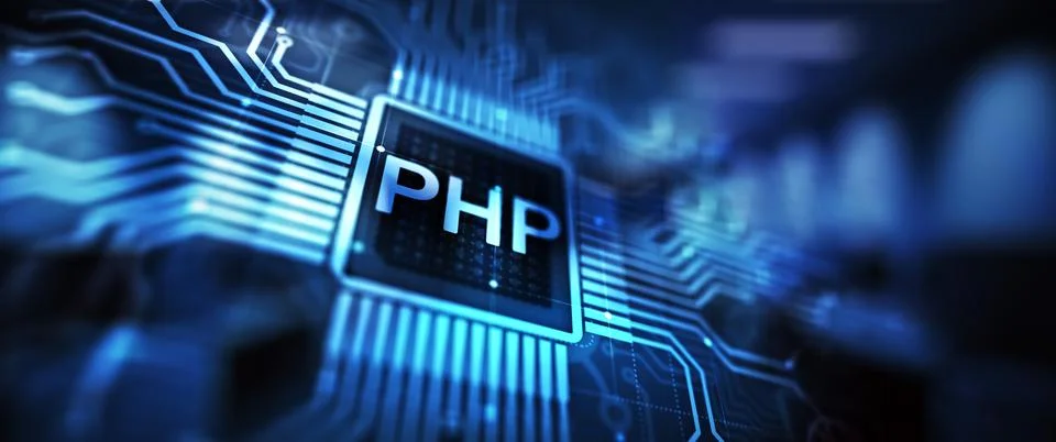 PHP Web development and coding internet and technology concept on virtual s.. Stock-Illustration