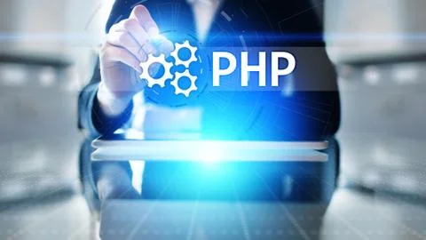 PHP Web development and coding internet and technology concept on virtual screen Stock-Fotos