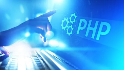 PHP Web development and coding internet and technology concept on virtual screen Stock-Fotos