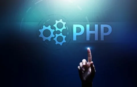 PHP Web development and coding internet and technology concept on virtual screen Stock-Fotos