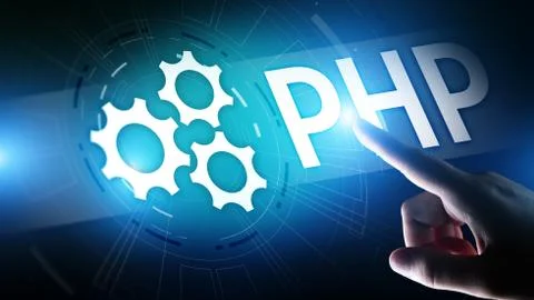 PHP Web development and coding internet and technology concept on virtual screen Stock-Fotos