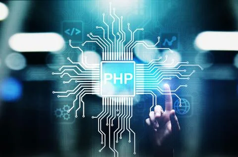 PHP Web development and coding internet and technology concept on virtual screen Stock-Fotos