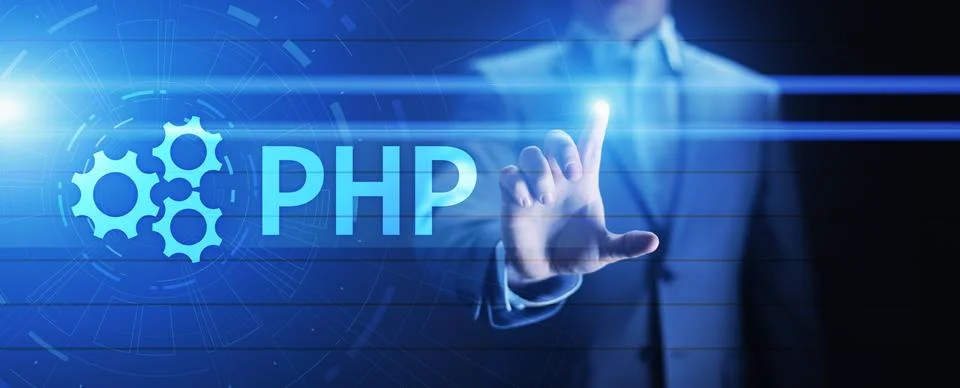PHP Web development and coding internet and technology concept on virtual screen Stock-Fotos
