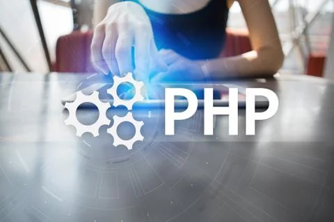 PHP, Web development concept on virtual screen. Foto stock