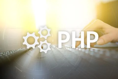 PHP, Web development concept on virtual screen. Stock-Fotos