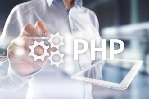 PHP, Web development concept on virtual screen. Foto stock