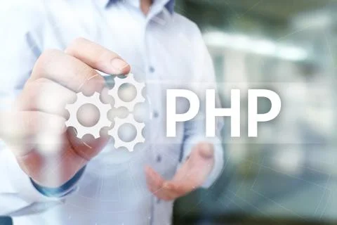 PHP, Web development concept on virtual screen. Foto stock