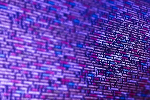 Php web programming source code. Abstract code background. WWW software devel Stock Photos