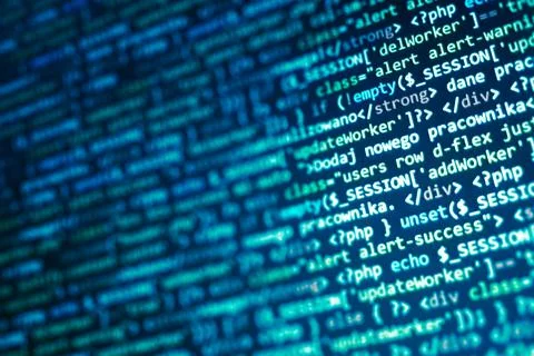 Php web programming source code. Abstract code background. WWW software devel Stock-Fotos