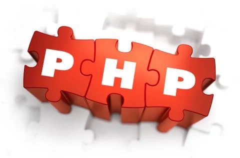 PHP - White Word on Red Puzzles Stock Illustration
