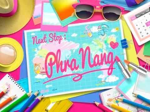 Phra Nang on map Illustrazione stock