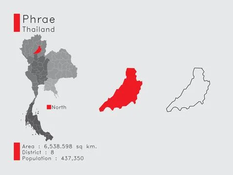 Phrae Position in Thailand Illustrazione stock