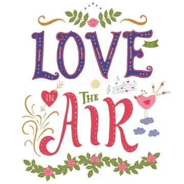 Phrase and elements about love Stock Illustration
