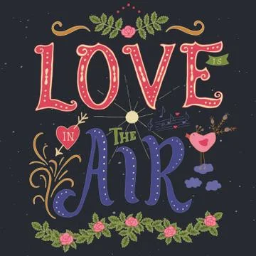 Phrase and elements about love Stock Illustration