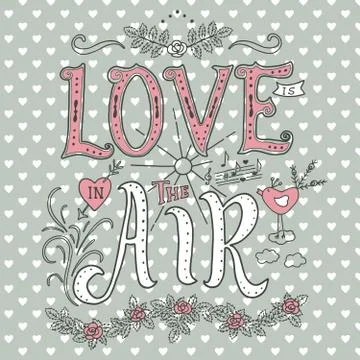 Phrase and elements about love Stock Illustration