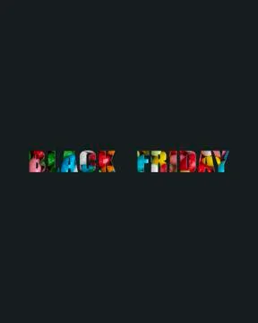 Phrase Black Friday from letters from candies on dark backdrop, vertical format Stock-Illustration
