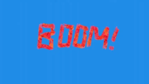 Phrase boom red texture color with blue background Stock Footage 290033154