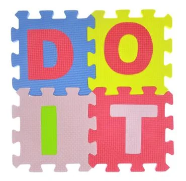 Phrase "Do it" made with jigsaw puzzle pieces isolated Stock Photos