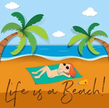 Phrase expression for life is a beach Illustration