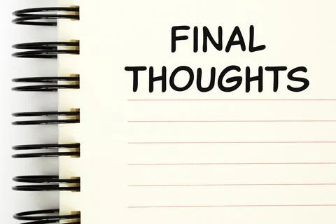 Phrase Final Thoughts Written On Blank Page Photos