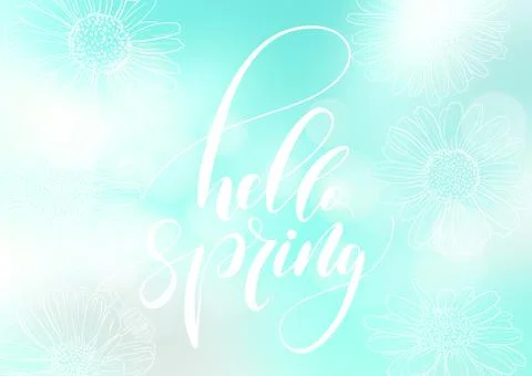 Phrase Hello Spring. Brush pen lettering. Vector Illustration Stock Illustration