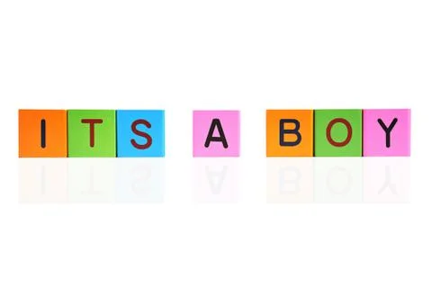 Phrase its a boy formed with wooden letter blocks Foto stock