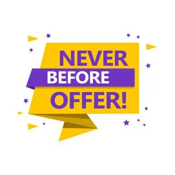 Phrase Never Before Offer, vector illustration Stock Illustration