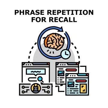 Phrase repetition concept for memory recall and learning Stock Illustration