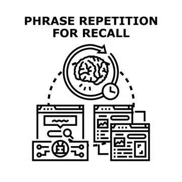 Phrase repetition concept for memory recall and learning Stock Illustration