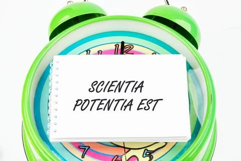 The phrase Scientia Potentia Est (Knowledge is power) written in Latin on the Stock Illustration