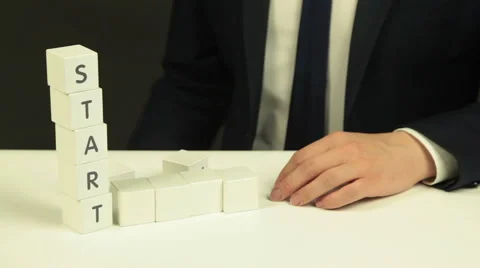Phrase 'Start Up ' Out of Cubes Vídeos de archivo 62348362