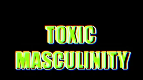 The phrase TOXIC MASCULINITY in glitchy green text shattering into pieces Stock Footage 304428658