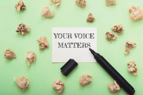 The phrase Your voice matters emphasizes the importance of individual opinions Stock-Fotos