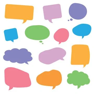 Phrases of conversation in bubbles. Online chat clouds with various words, Stock Illustration