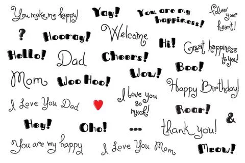 Phrases, Interjections and Exclamation Words for for cover, poster, t-shirt Stock Illustration