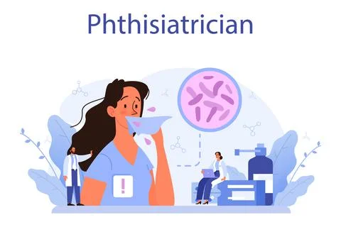 Phthisiatrician. Human pulmonary system. Idea of health and medical Stock Illustration