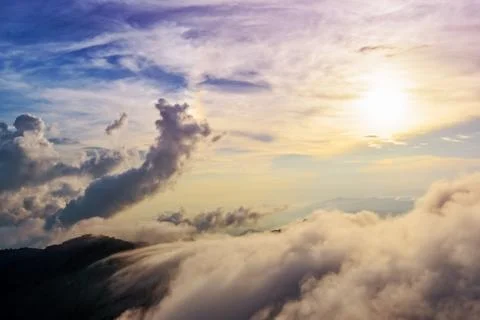 Phu Chi Fa Forest Park at sunset, Thailand Stock Photos
