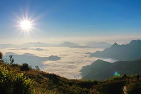 Phu Chi Fa is a mountain area and national forest park in Thailand Stock Photos