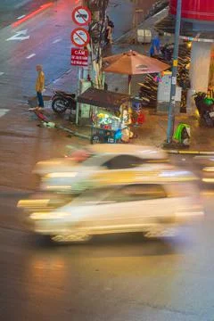 Phu Dong Six-Way Intersection in motion. This is a famous intersection in Cen Stock Photos