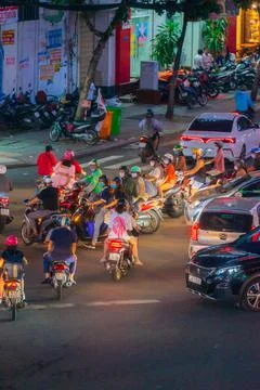 Phu Dong Six-Way Intersection in motion. This is a famous intersection in Cen Stock Photos