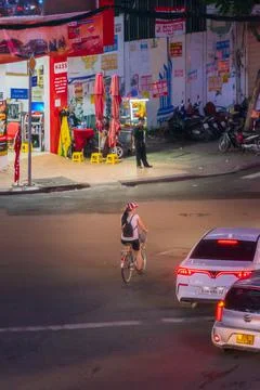Phu Dong Six-Way Intersection in motion. This is a famous intersection in Cen Stock Photos