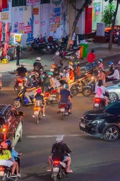 Phu Dong Six-Way Intersection in motion. This is a famous intersection in Cen Stock Photos