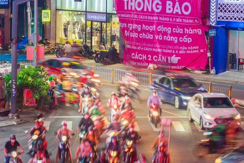 Phu Dong Six-Way Intersection in motion. This is a famous intersection in Cen Stock Photos