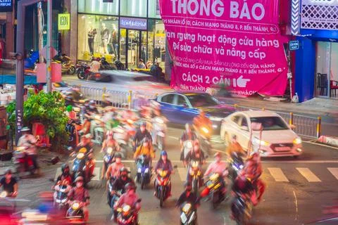 Phu Dong Six-Way Intersection in motion. This is a famous intersection in Cen Stock Photos