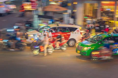 Phu Dong Six-Way Intersection in motion. This is a famous intersection in Cen Stock Photos