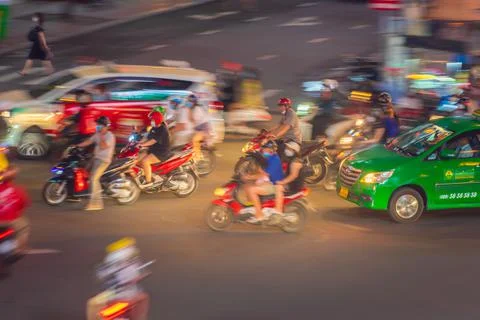 Phu Dong Six-Way Intersection in motion. This is a famous intersection in Cen Stock Photos