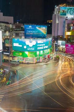 Phu Dong Six-Way Intersection in motion. This is a famous intersection in Cen Stock Photos